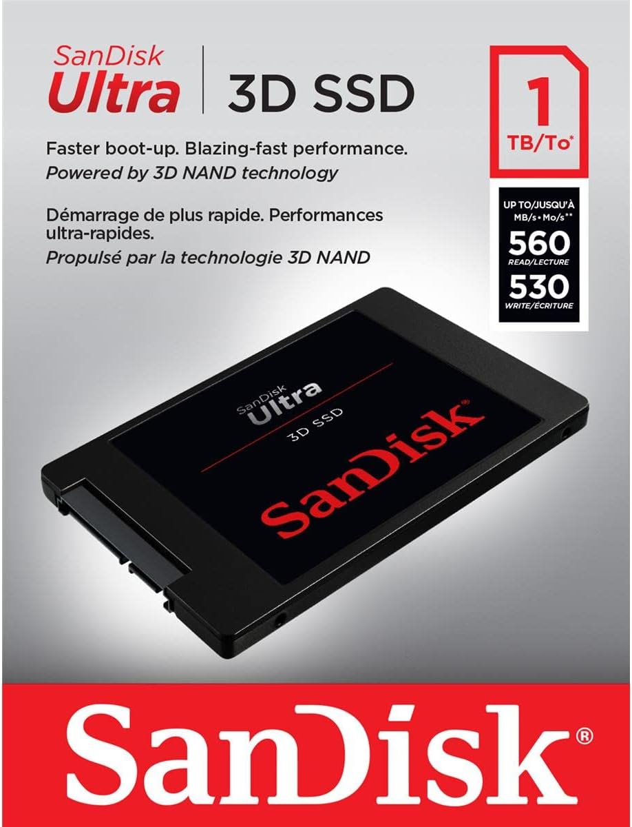 SanDisk Ultra 3D 1TB Interne SSD SATA 2,5 Zoll - Hohe Leistung & Zuverlässigkeit