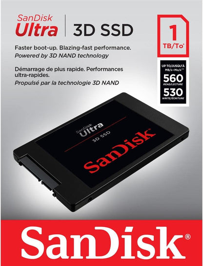 SanDisk Ultra 3D 1TB Interne SSD SATA 2,5 Zoll - Hohe Leistung & Zuverlässigkeit