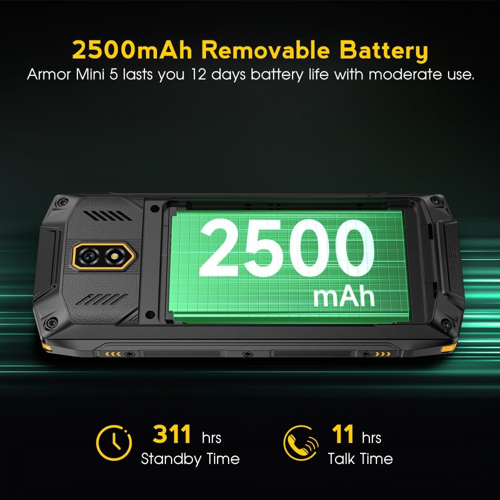 Ulefone Armor Mini 5 Outdoor Handy 1GB RAM / 8GB Speicher – Robustes Mobiltelefon Dual SIM – Schwarz