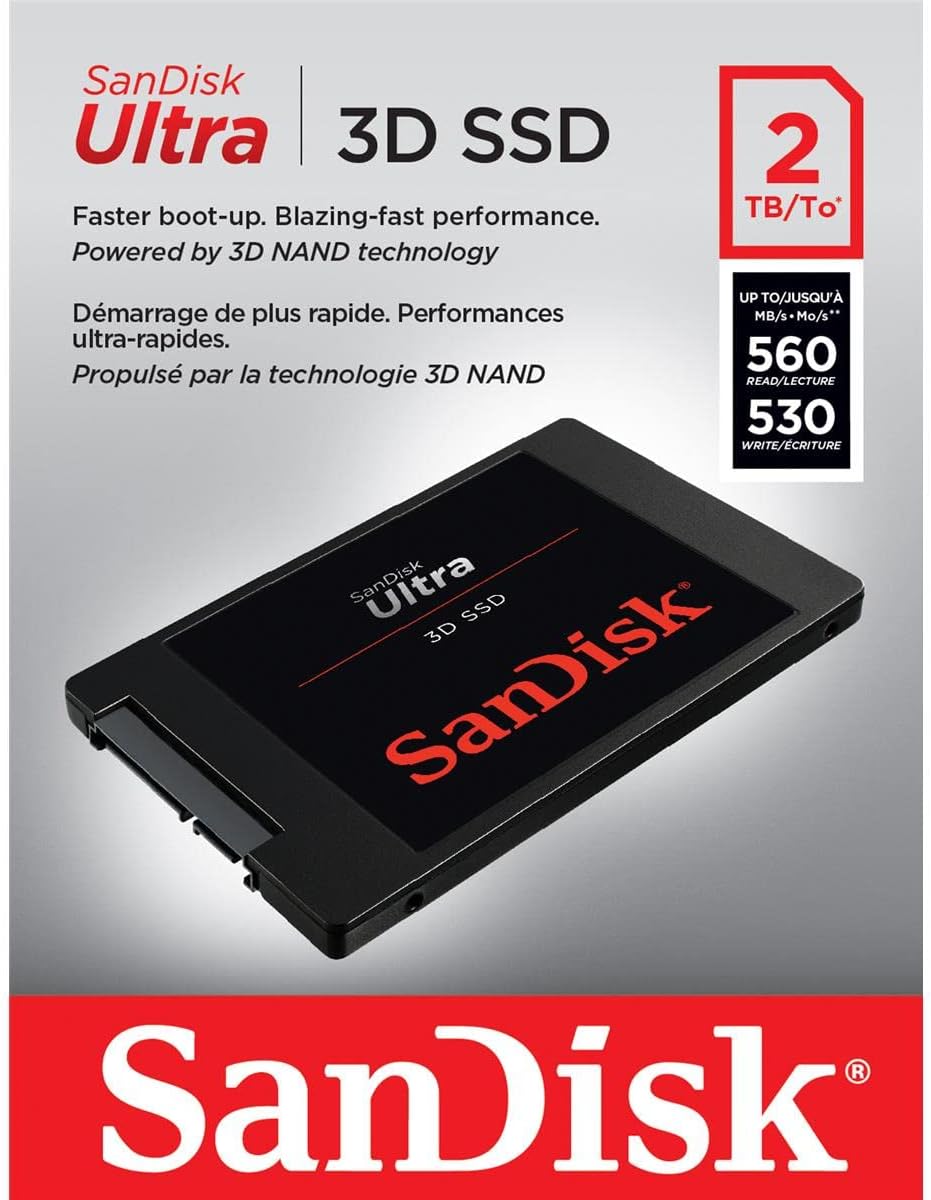 SanDisk Ultra 3D 2TB Interne SSD SATA 2,5 Zoll - Hohe Leistung & Zuverlässigkeit