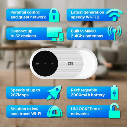 ZTE U10 Mobiler Router Hotspot 4G WiFi CAT4  287Mbps für bis zu 32 Geräte