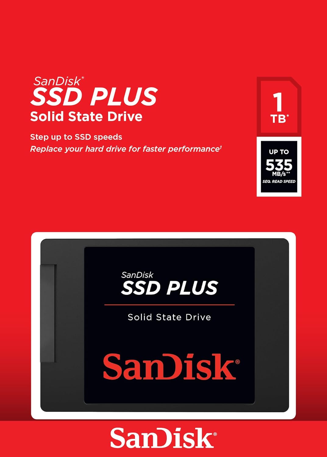SanDisk Plus 1TB Interne SSD SATA 2,5 Zoll – Speicher-Upgrade für PC & Notebook