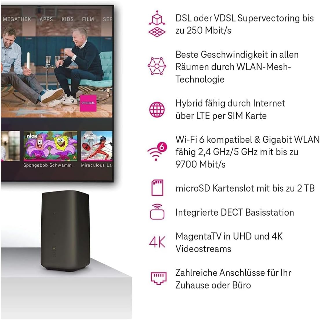 Telekom Speedport Pro Plus WLAN Router 40823109 – Wi-Fi 6, DSL/VDSL, Mesh, DECT