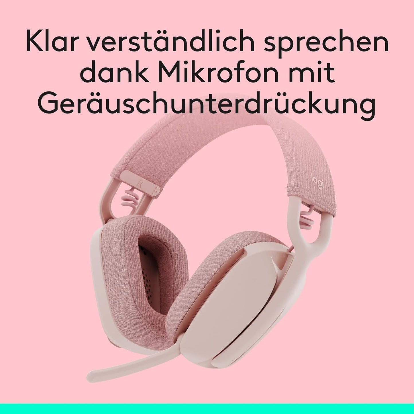 Logitech Zone Vibe 100 Bluetooth Headset - kabellose Over-Ear-Kopfhörer - Rosa