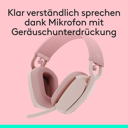 Logitech Zone Vibe 100 Bluetooth Headset - kabellose Over-Ear-Kopfhörer - Rosa