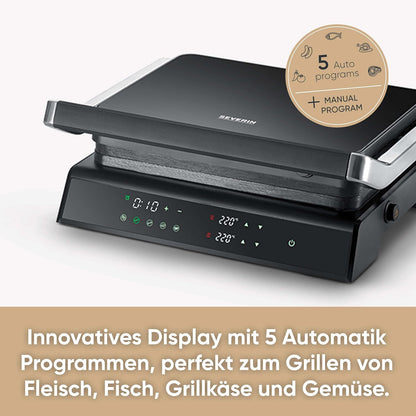 SEVERIN Sevini Comfort Kontaktgrill für Fleisch/Fisch/Gemüse - fettfreies Grillen