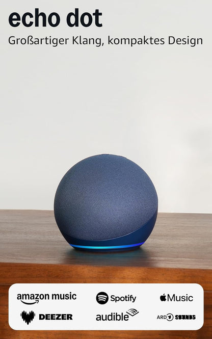Amazon Echo Dot 5. Generation Smarter WLAN- und Bluetooth-Lautsprecher mit Alexa - Tiefseeblau