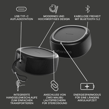Urbanista Malibu Kabelloser/Solarbetriebener Bluetooth-Lautsprecher Wasserdicht