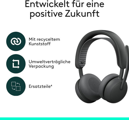 Logitech Zone Wireless 2 ES Headset – Kabelloser Kopfhörer mit ANC, Mikro, USB-C