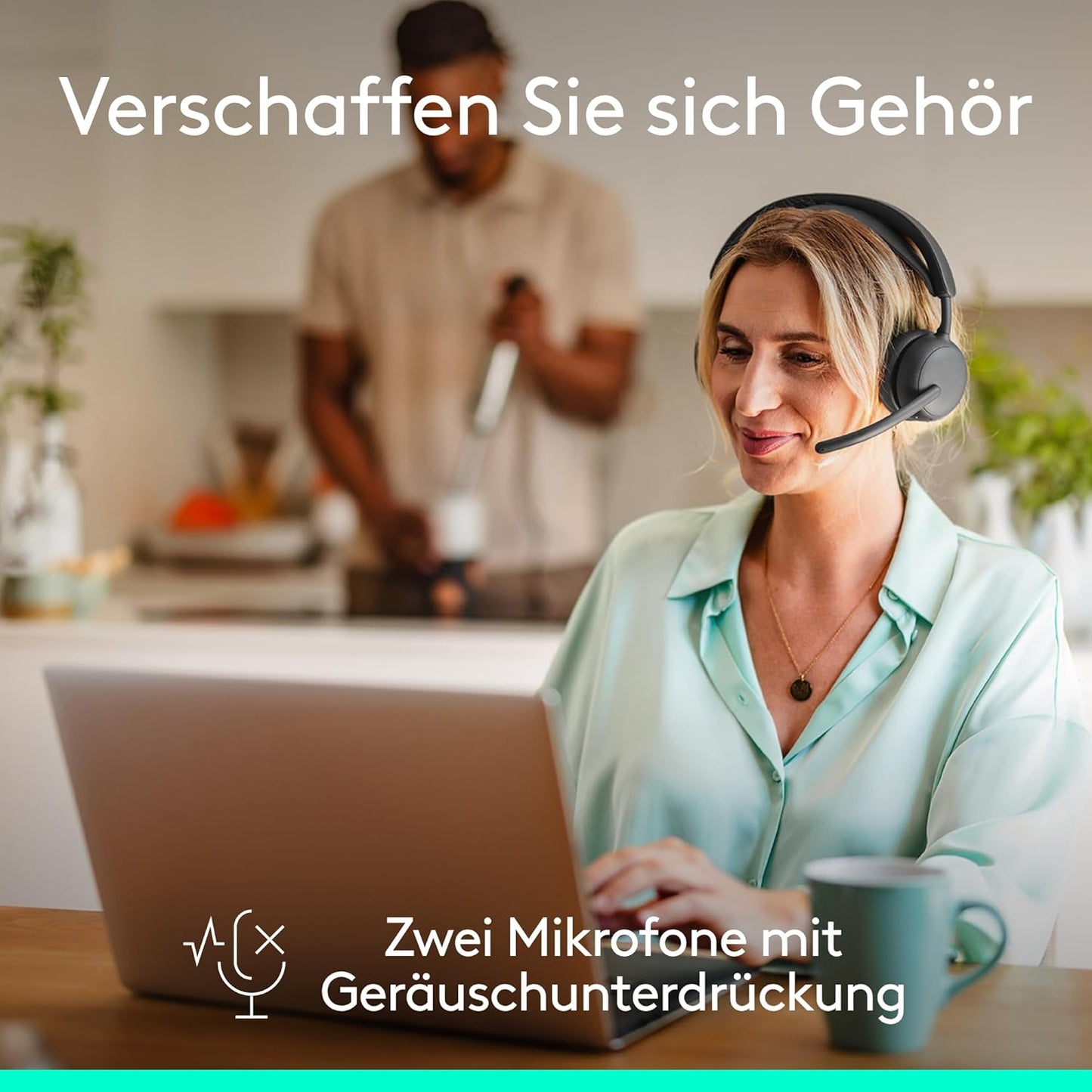 Logitech Zone Wireless 2 ES Headset – Kabelloser Kopfhörer mit ANC, Mikro, USB-C