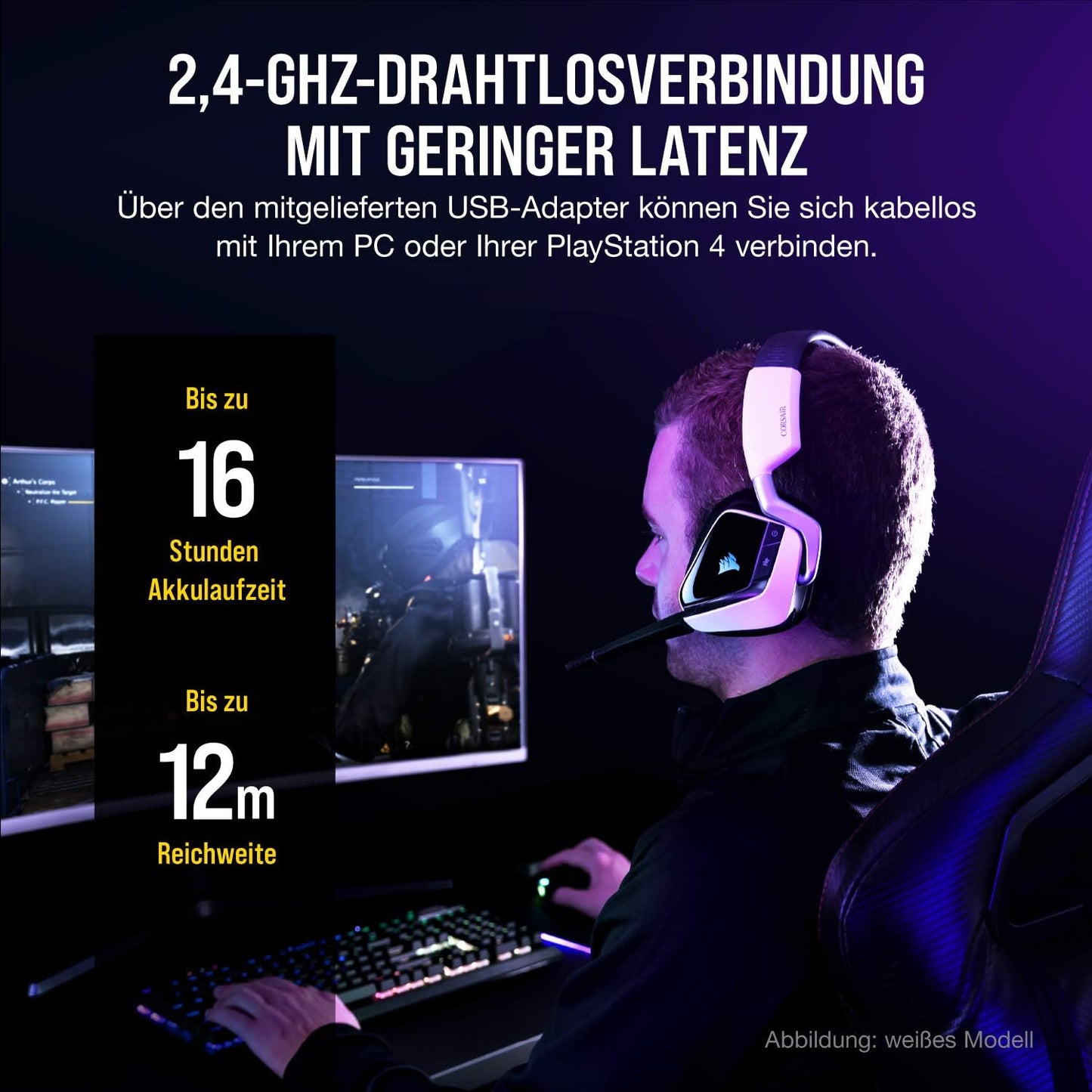Corsair Void Elite Wireless Gaming Headset 7.1 Surrond Sound Bluetooth - Schwarz