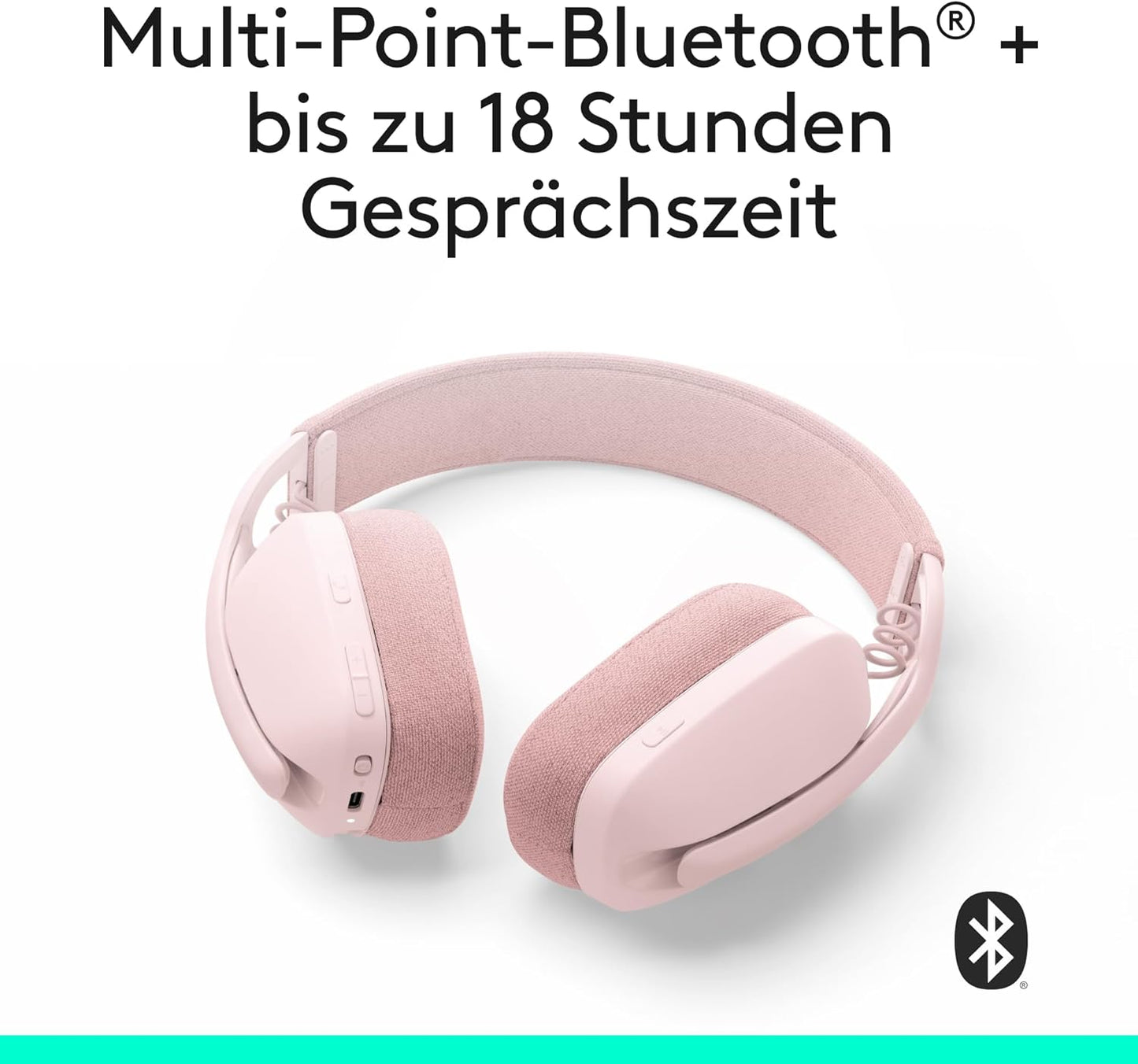 Logitech Zone Vibe 100 Bluetooth Headset - kabellose Over-Ear-Kopfhörer - Rosa