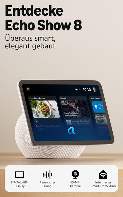 Amazon Echo Show 8 (2025) Smart Display 8,7" HD mit Alexa, 3D-Audio & Smart-Home-Hub – weiß