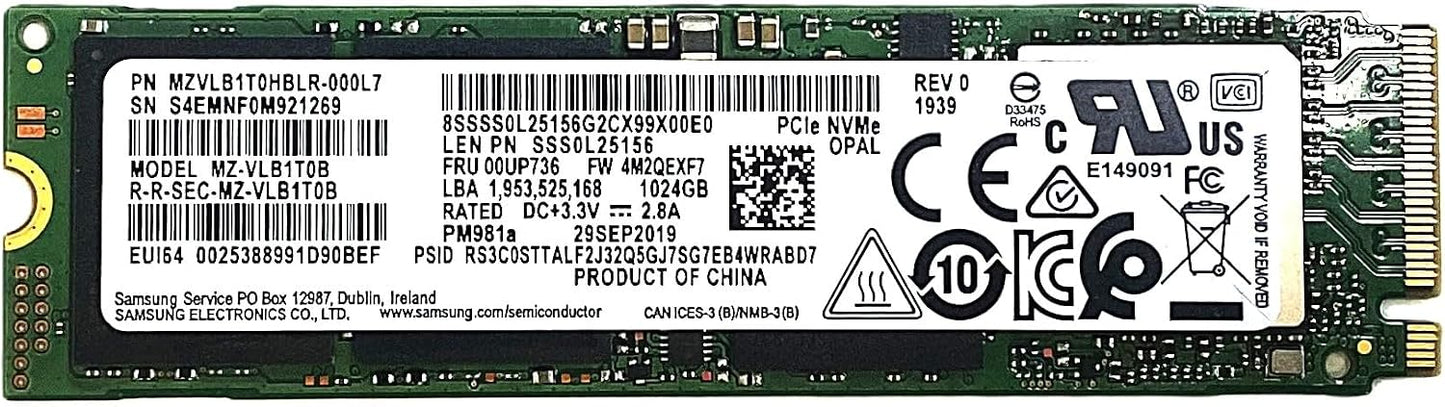 Samsung PM981a SSD 512GB M.2 2280 PCIe 3.0 x4 NVMe - MZVLB512HBJQ