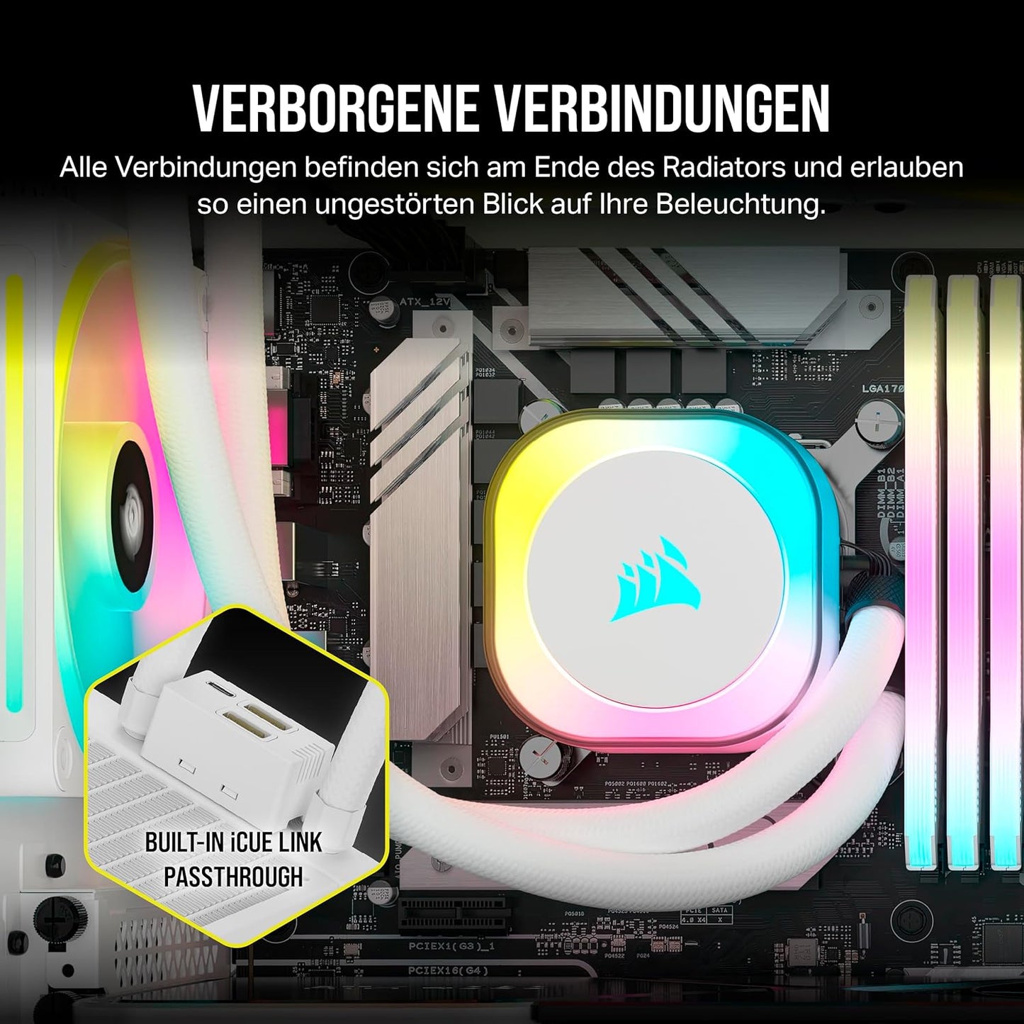 Corsair iCUE Link H100i RGB Flüssig-CPU-Kühler 2x QX120 RGB-Lüfter 240mm AIO