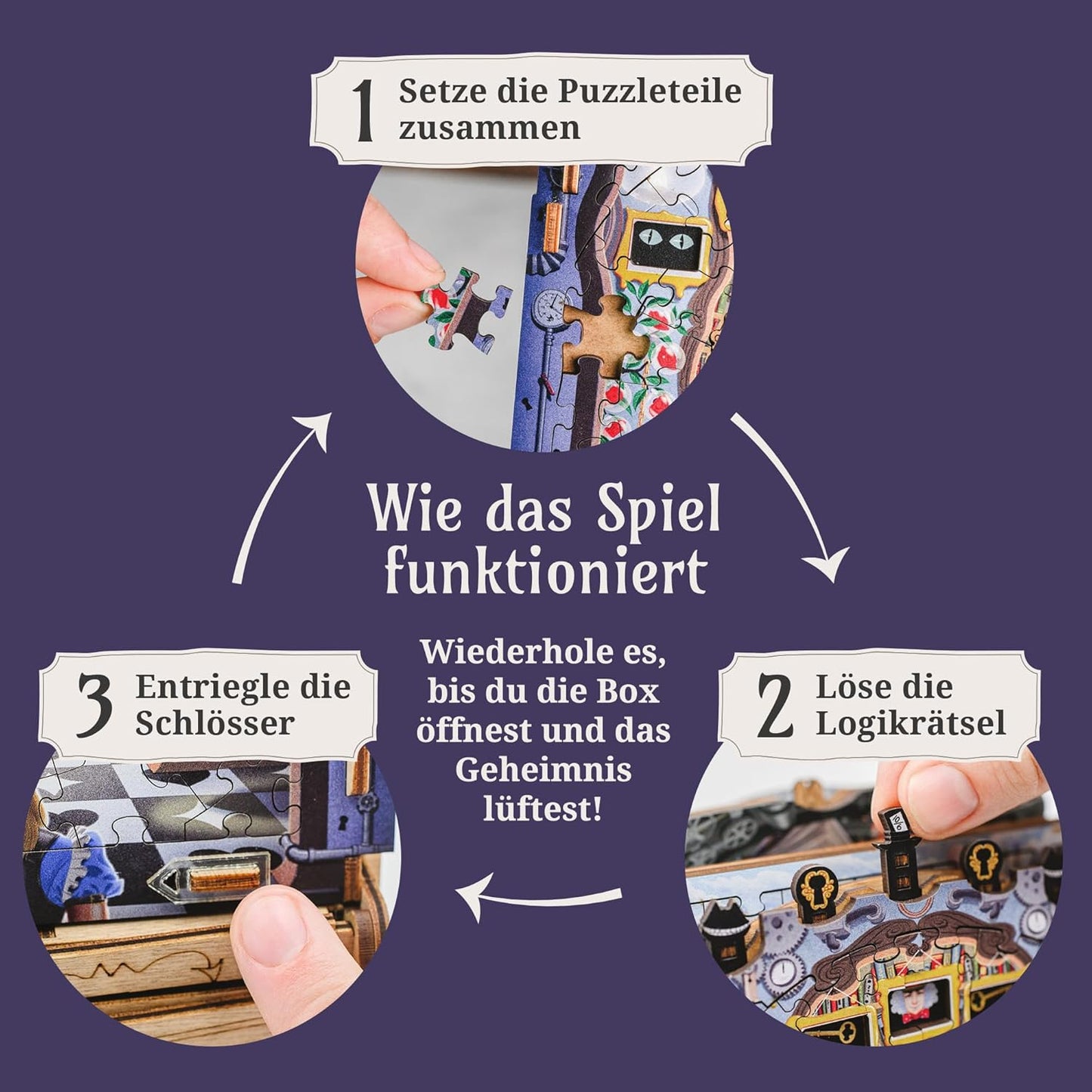iDventure Alice im Wunderland Familienspiel Abenteuer Escape Room 3D Holzpuzzle