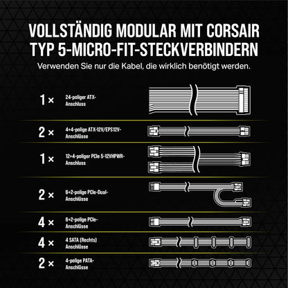 Corsair RMx Shift RM1200x Vollmodulares ATX Netzteil 1200 Watt 80 PLUS GOLD