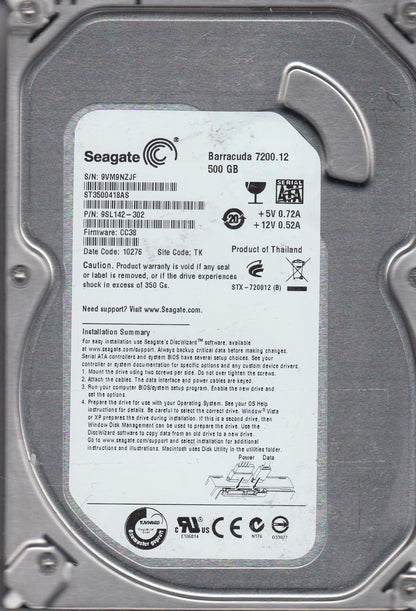 Seagate Barracuda 500GB Interne Festplatte ST3500418AS 3,5 Zoll HDD SATA2