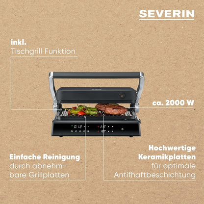 SEVERIN Sevini Comfort Kontaktgrill für Fleisch/Fisch/Gemüse - fettfreies Grillen