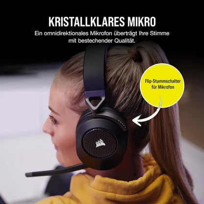 Corsair HS65 Wireless Gaming Headset Bluetooth Dolby 7.1-Surround-Sound - Carbon