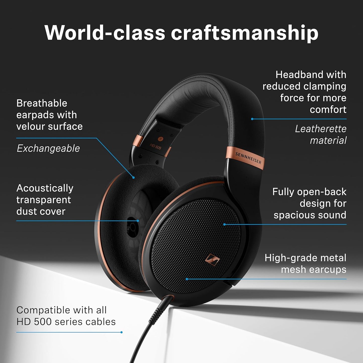 Sennheiser HD 505 Headset - Copper-Edition Wired Studio-Kopfhörer für Gaming