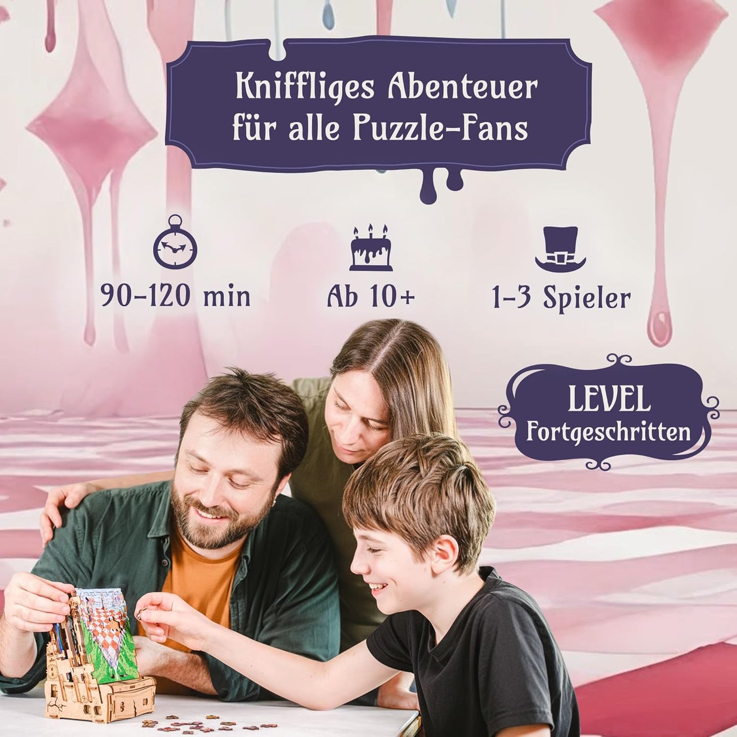 iDventure Alice im Wunderland Familienspiel Abenteuer Escape Room 3D Holzpuzzle