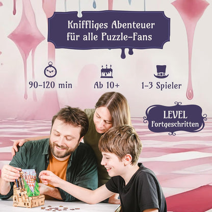 iDventure Alice im Wunderland Familienspiel Abenteuer Escape Room 3D Holzpuzzle
