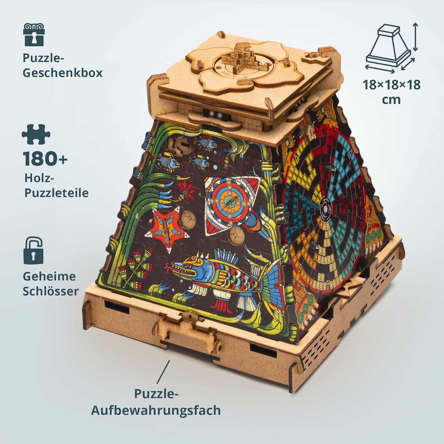 iDventure Cluepuzzle Sonnenpyramide Escape Room Spiel 3D Holzpuzzle Geschenkbox