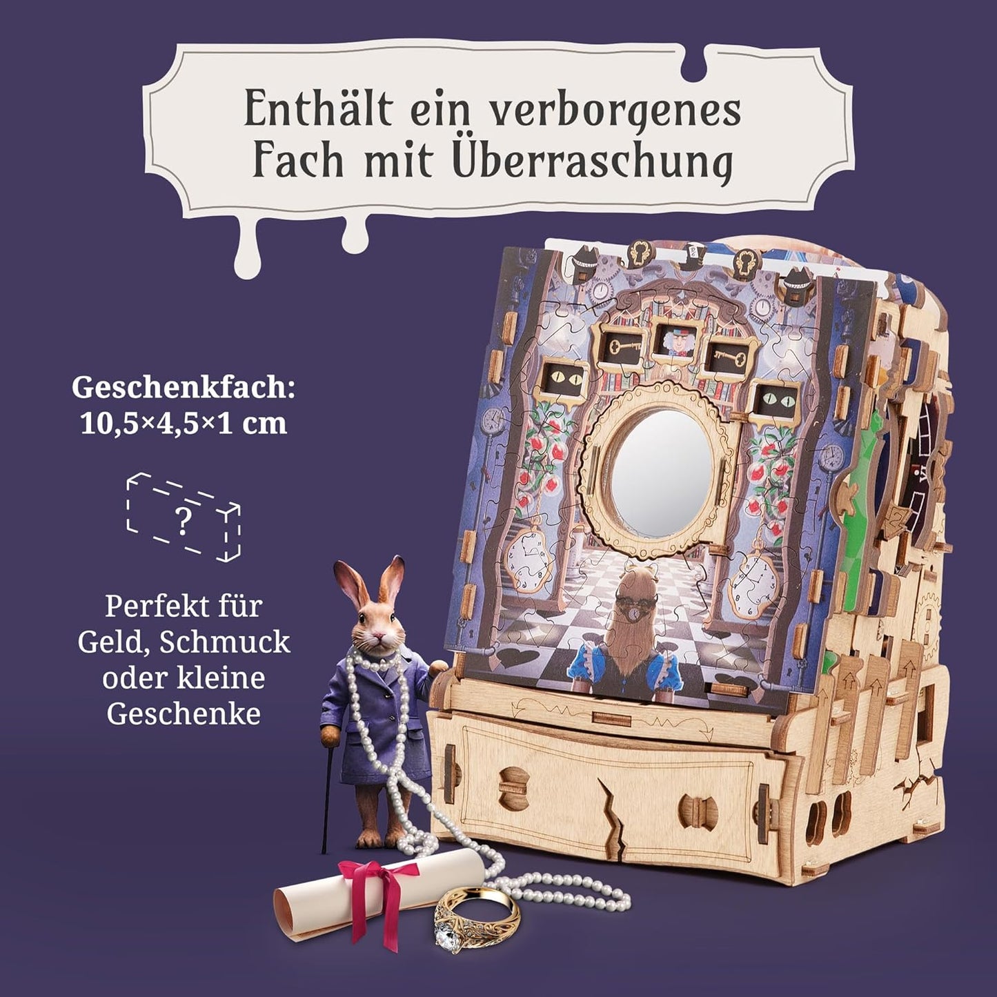 iDventure Alice im Wunderland Familienspiel Abenteuer Escape Room 3D Holzpuzzle