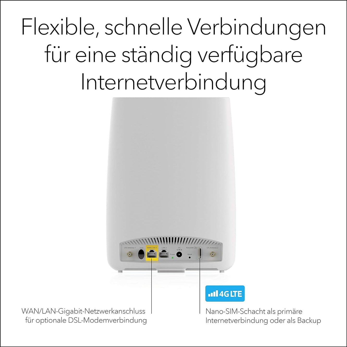 Netgear Router Orbi LBR20 4G LTE WLAN CAT18 bis 1.200 MBit/s AC2200 Tri-Band