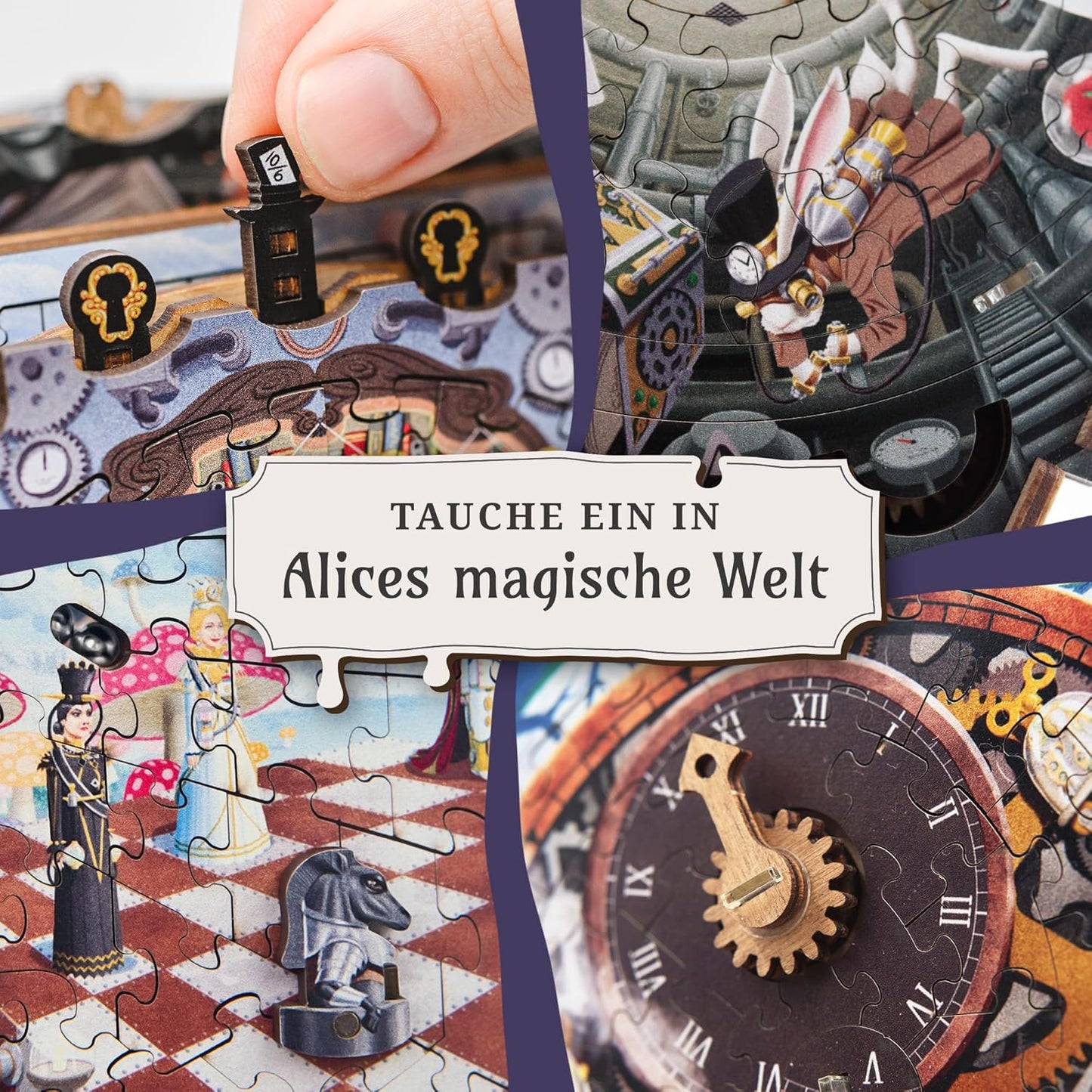 iDventure Alice im Wunderland Familienspiel Abenteuer Escape Room 3D Holzpuzzle