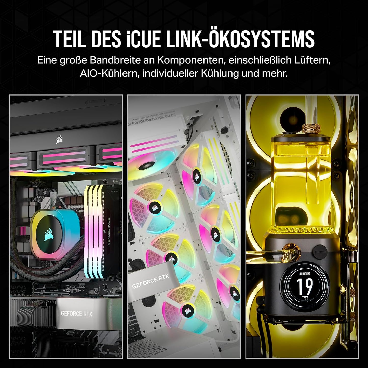 Corsair iCUE Link H100i RGB Flüssig-CPU-Kühler 2x QX120 RGB-Lüfter 240mm AIO