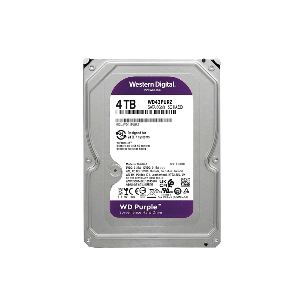 Western Digital WD Purple 4TB Interne Festplatte WD43PURZ 3,5 Zoll HDD SATA3
