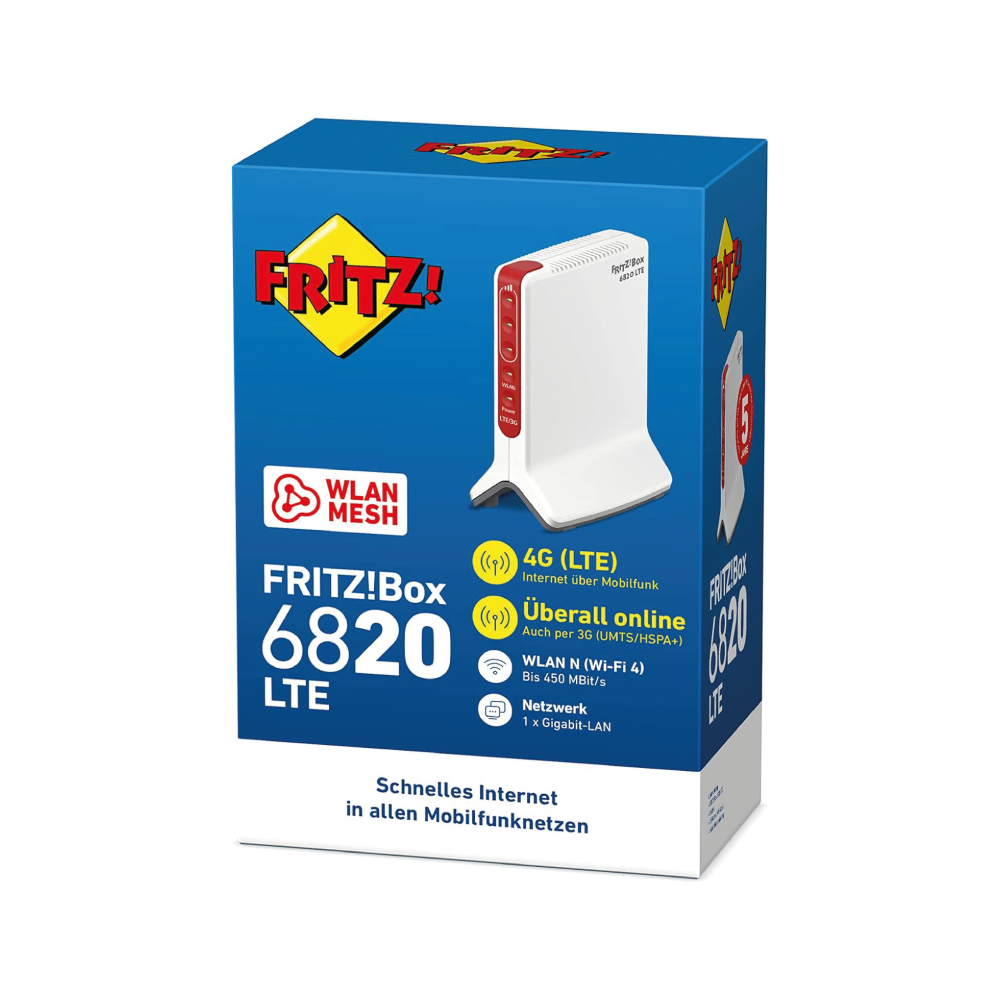 AVM FRITZ!Box 6820 LTE (4G) und UMTS (3G) 450 MBit/s 1 x Gigabit-LAN