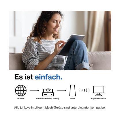 Linksys Velop MX8400 Router WLAN Mesh-WiFi (AX4200) WiFi 6 System 2er Pack