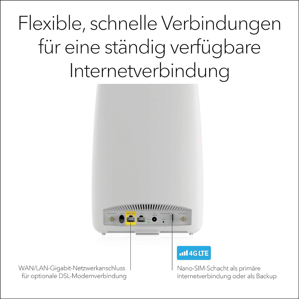 Netgear Orbi LBR20 4G LTE WLAN CAT18 Router bis 1.200 MBit/s AC2200 Tri-Band