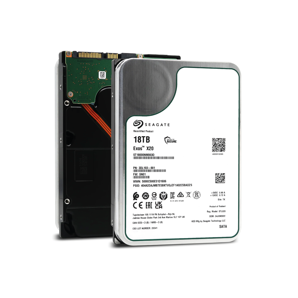 Seagate Exos X20 18TB Interne Festplatte ST18000NM003D 3,5 Zoll SATA 6Gb/s 7200RPM