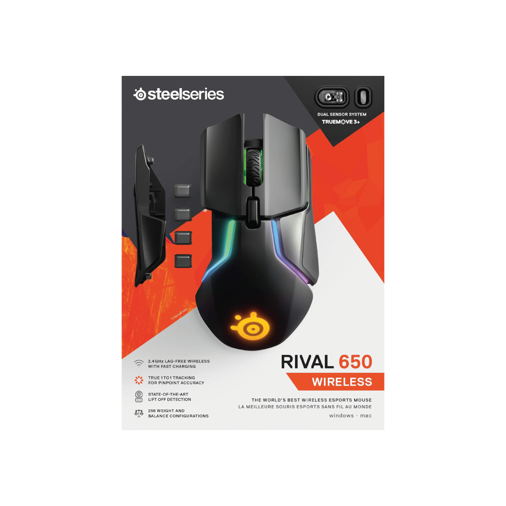SteelSeries Rival 650 Quantum Wireless Gaming Maus USB 2.4 GHz TrueMove Sensor