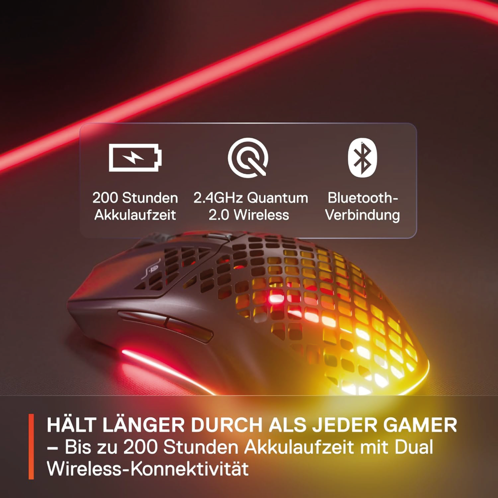 SteelSeries Aerox 3 Wireless RGB Gaming Maus 18.000 DPI TrueMove Air-Sensor