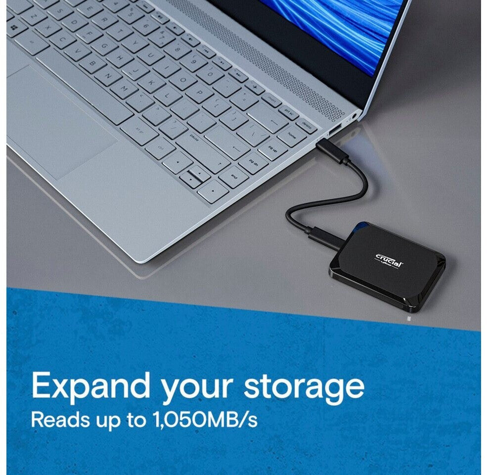 Crucial X9 Externe SSD 2TB CT2000X9SSD9 High-Speed USB-C Portable SSD 1050 MB/s