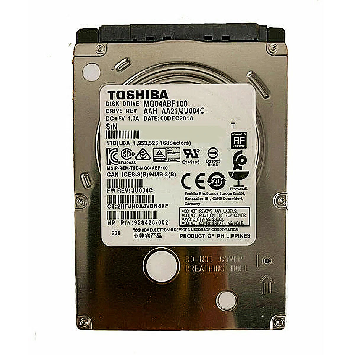 Toshiba 2TB Interne Festplatte MQ04ABD200 2,5 Zoll HDD 5400RPM SATA3 128MB Cache