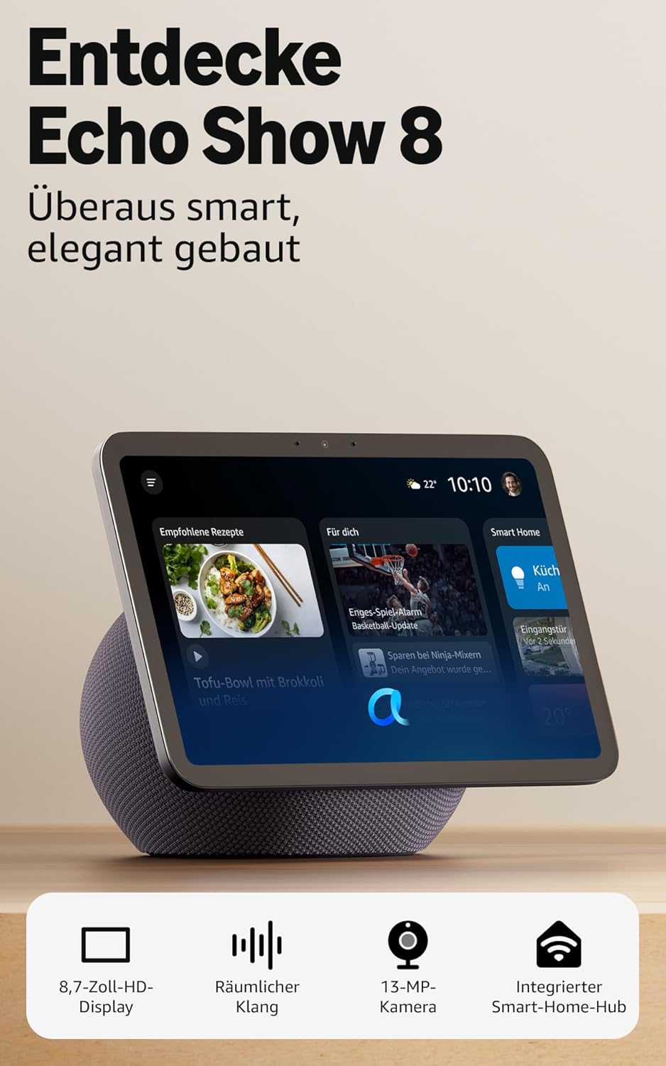 Amazon Echo Show 8 (2025) Smart Display 8,7" HD mit Alexa, 3D-Audio & Smart-Home-Hub – Graphit