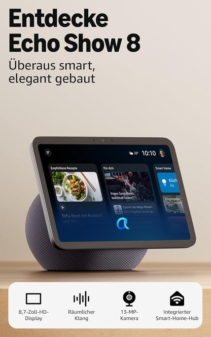 Amazon Echo Show 8 (2025) Smart Display 8,7" HD mit Alexa, 3D-Audio & Smart-Home-Hub – Graphit