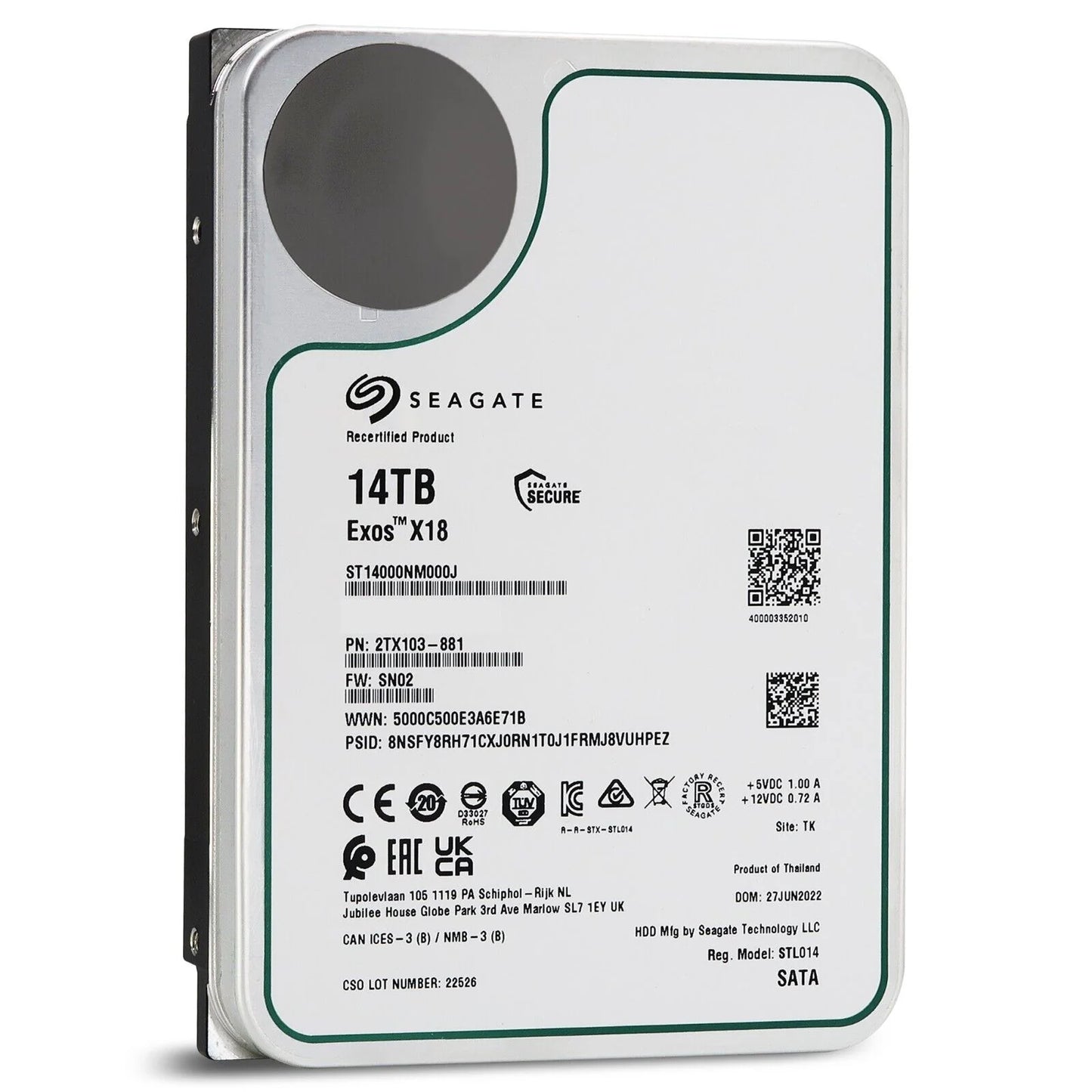 Seagate Exos X18 14TB Interne Festplatte ST14000NM000J 3,5 Zoll HDD SATA3 256MB
