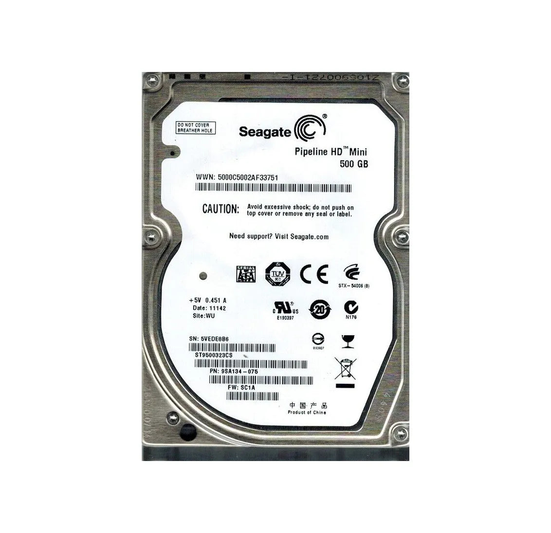 Seagate Pipeline 500GB Interne Festplatte ST9500323CS 2,5 Zoll HDD SATA 5400RPM #1
