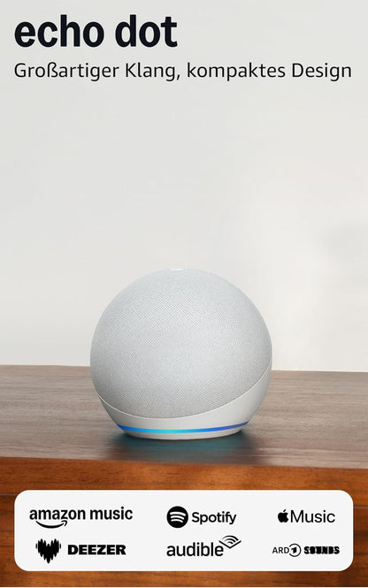 Amazon Echo Dot 5. Generation Smarter WLAN- und Bluetooth-Lautsprecher mit Alexa - Weiß